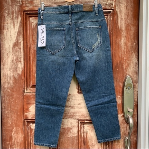 Wildfox NWT Baggy Worn Out Boyfriend Distressed Relaxed Fit Blue Denim Jeans 25 - Picture 15 of 16